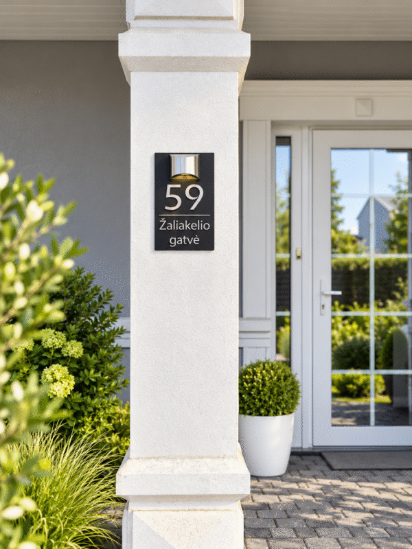 exec-2f88bc21-2f62-484a-bf24-c19f506f2c35 Personalised House Number & Street Name Plaque with Light