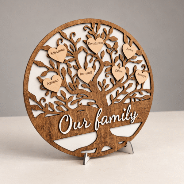 exec-65e2a983-ffdb-4f5f-923a-b7e52a150939 Personalised Wooden Family Tree with Engraved Name Hearts